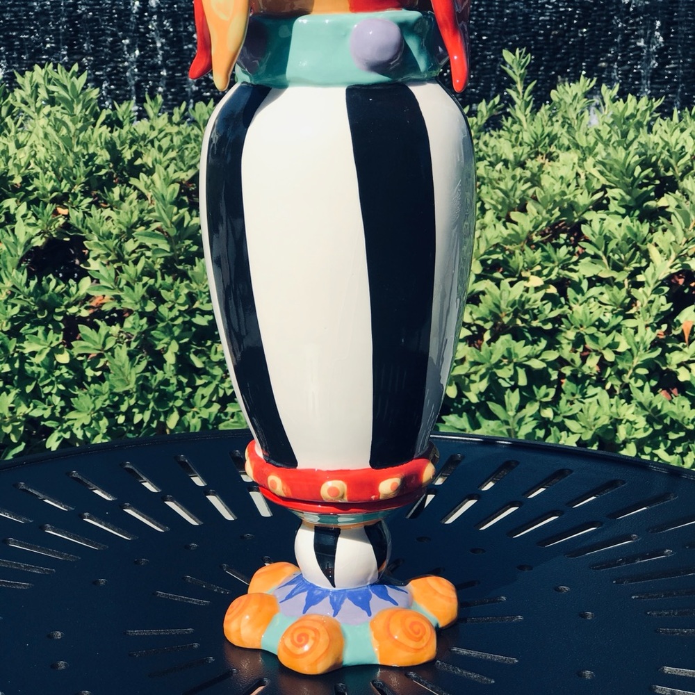 Mardi Gras / Jester Whimsical Multicolor Ceramic  Vase - Picture 5 of 7